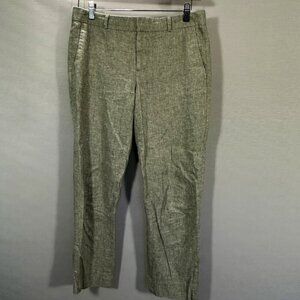 Banana Republic Pants Women 4 Avery Gray Ankle Flat Front Pockets Straight Linen